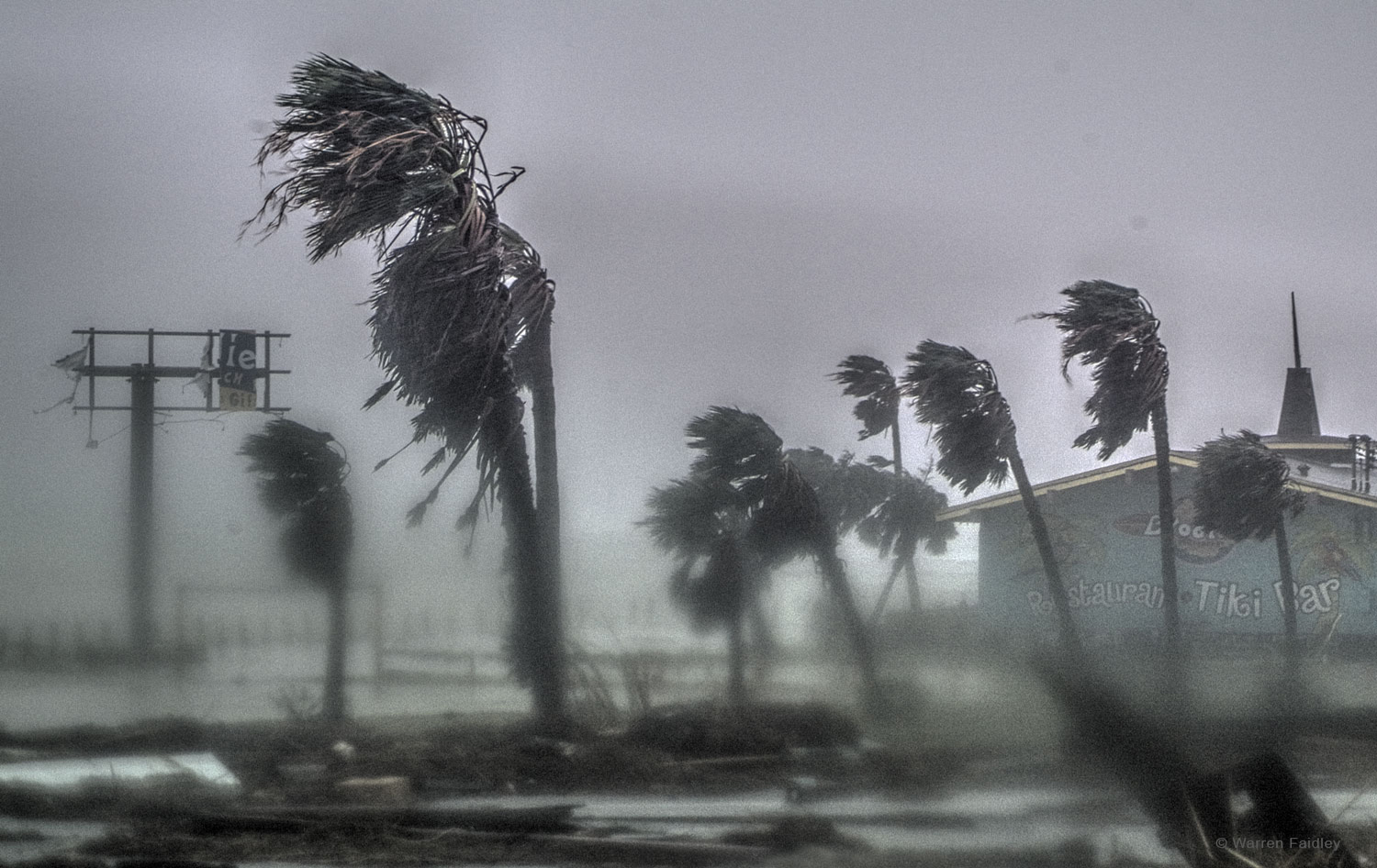 Storm survival expert and influencer Warren Faidley documenting Hurricane Ike landfall in Galveston, Texas