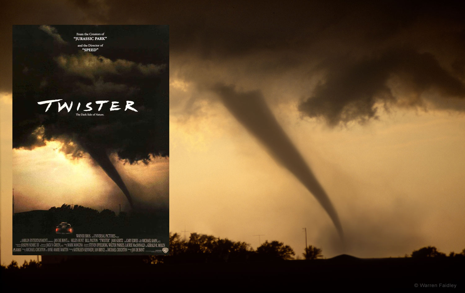 Tornado photo used in Twister movie poster and marketing by storm chaser Warren Faidley
