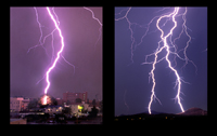 Close lightning strikes near University of Arizona by Warren Faidley